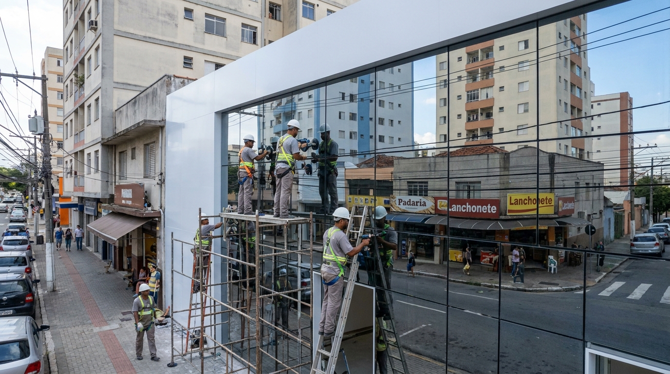 Fachada espelhada em esquina em Suzano-SP